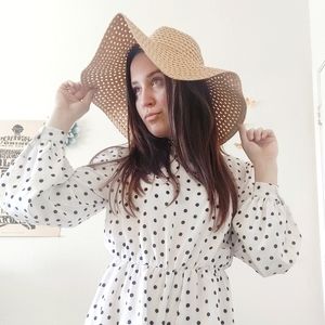 Woven Floppy Tan Beach Hat